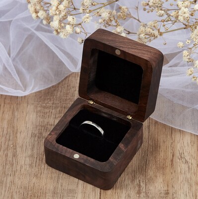 Custom Wedding Ring Box, Engraved Name Wooden Ring Box, Personalized Wedding Ring Bearer, Anniversary Gift, Engrave Ring Box - image4